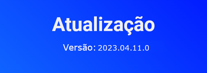 Imagem com cor de fundo azul e escrito em branco: Atualização GPro 2023.04.11.0